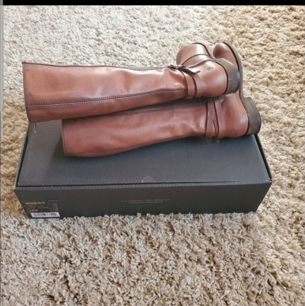 Frye Melissa Belted Tall Leather Boots in … - Picture 3 of 6